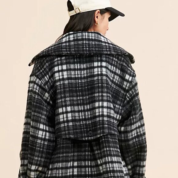 FREE PEOPLE Highlands Wool blend Peacoat in Salt & Pepper - Picture 4 of 8